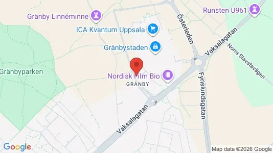 Kontorslokaler att hyra i Uppsala - kort over placeringen