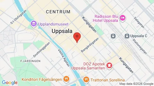 Kontorslokaler att hyra i Uppsala - kort over placeringen