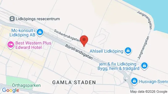 Kontorslokaler att hyra i Lidköping - kort over placeringen