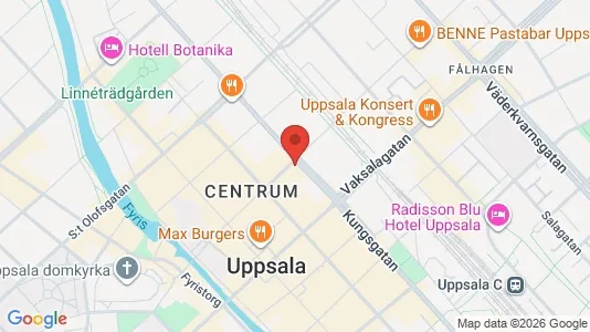 Kontorslokaler att hyra i Uppsala - kort over placeringen