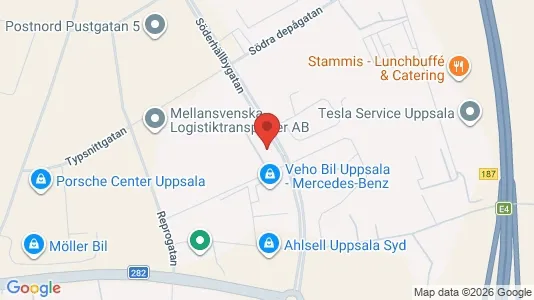 Lagerlokaler att hyra i Uppsala - kort over placeringen