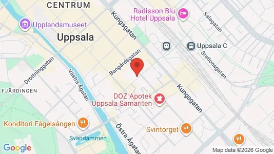 Kontorslokaler att hyra i Uppsala - kort over placeringen