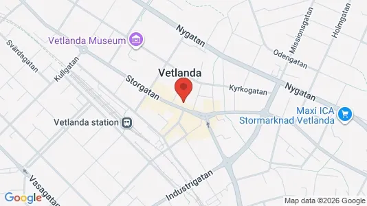 Kontorslokaler att hyra i Vetlanda - kort over placeringen