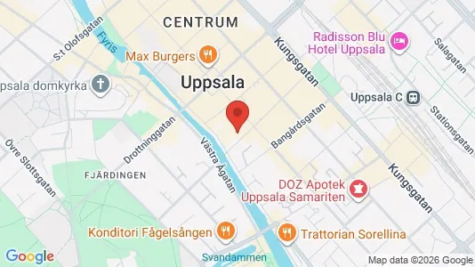 Kontorslokaler att hyra i Uppsala - kort over placeringen