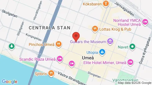 Kontorslokaler att hyra i Umeå - kort over placeringen