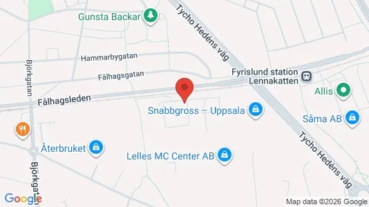 Kontorslokaler att hyra i Uppsala - kort over placeringen