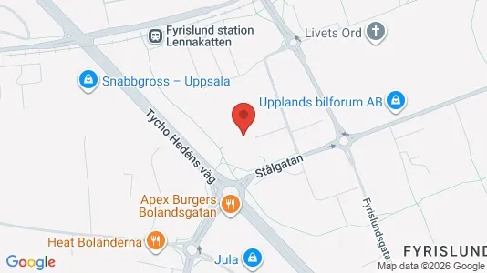 Kontorslokaler att hyra i Uppsala - kort over placeringen