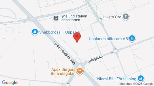 Kontorslokaler att hyra i Uppsala - kort over placeringen