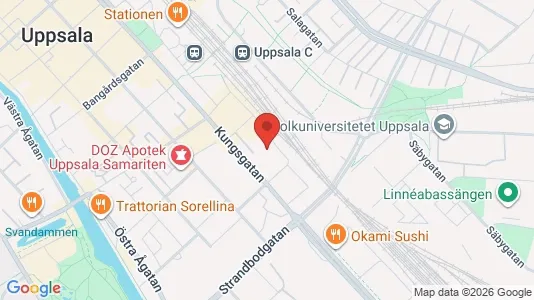 Kontorslokaler att hyra i Uppsala - kort over placeringen