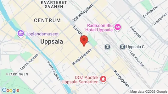 Kontorslokaler att hyra i Uppsala - kort over placeringen