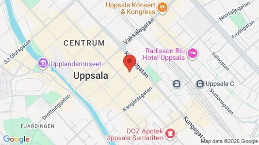 Kontorslokaler att hyra i Uppsala - kort over placeringen