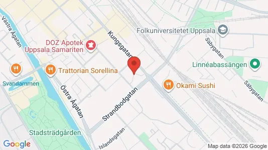 Kontorslokaler att hyra i Uppsala - kort over placeringen