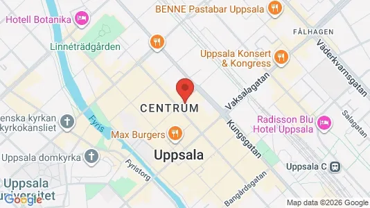 Kontorslokaler att hyra i Uppsala - kort over placeringen