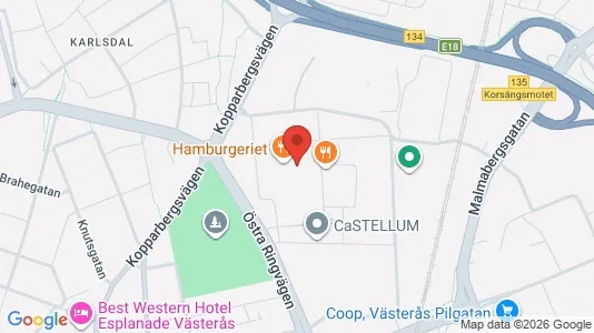 Kontorslokaler att hyra i Västerås - kort over placeringen
