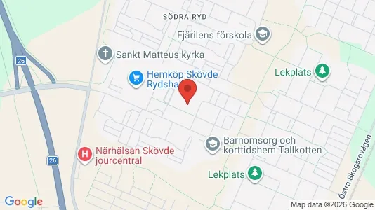 Kontorslokaler att hyra i Skövde - kort over placeringen