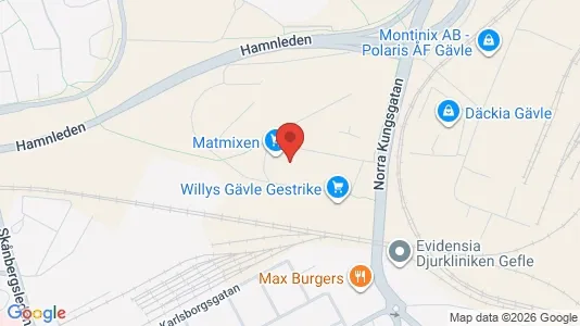 Kontorslokaler att hyra i Gävle - kort over placeringen