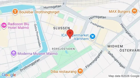 Kontorslokaler att hyra i Malmö Centrum - kort over placeringen