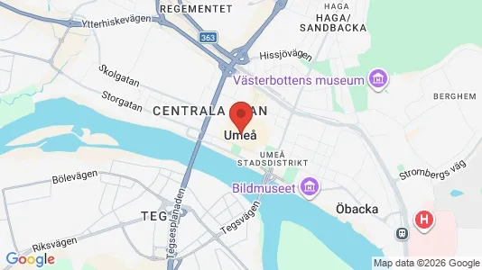 Industrilokaler att hyra i Umeå - kort over placeringen