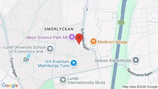Kontorslokaler att hyra i Lund - kort over placeringen