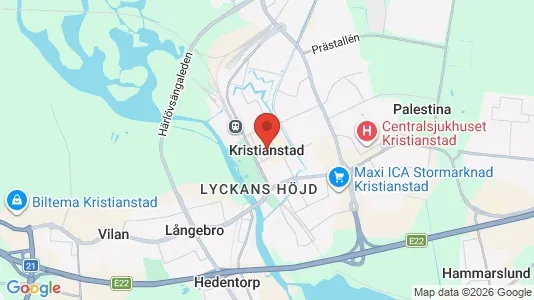 Restauranglokaler att hyra i Kristianstad - kort over placeringen