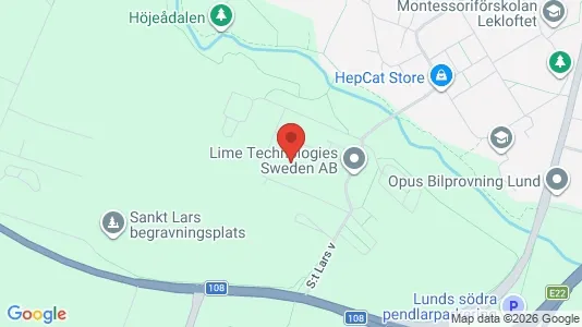 Kontorslokaler att hyra i Lund - kort over placeringen
