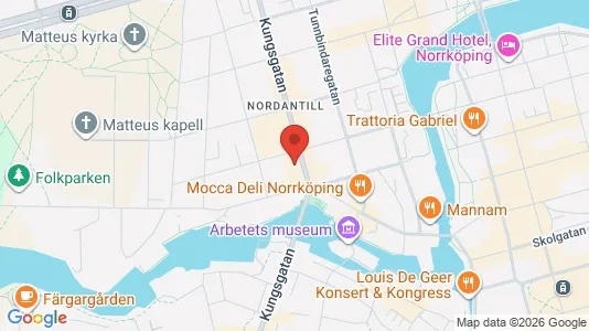 Kontorslokaler att hyra i Norrköping - kort over placeringen
