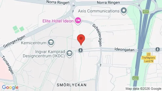 Kontorslokaler att hyra i Lund - kort over placeringen