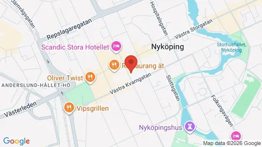 Kontorslokaler att hyra i Nyköping - kort over placeringen
