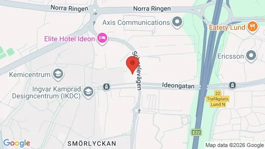 Kontorslokaler att hyra i Lund - kort over placeringen