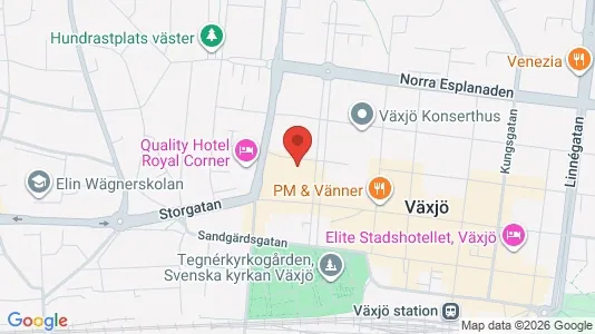 Kontorslokaler att hyra i Växjö - kort over placeringen