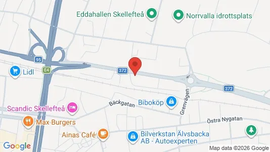 Kontorslokaler att hyra i Skellefteå - kort over placeringen