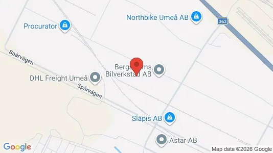 Kontorslokaler att hyra i Umeå - kort over placeringen