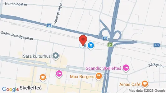 Kontorslokaler att hyra i Skellefteå - kort over placeringen