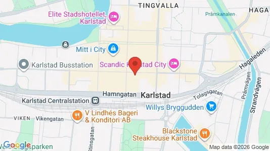 Kontorslokaler att hyra i Karlstad - kort over placeringen