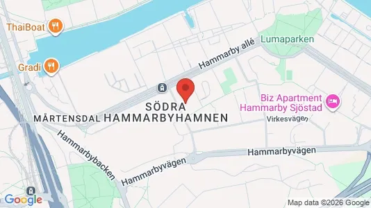 Kontorslokaler att hyra i Hammarbyhamnen - kort over placeringen