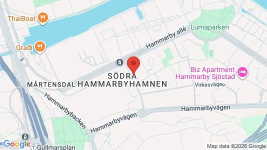 Kontorslokaler att hyra i Hammarbyhamnen - kort over placeringen