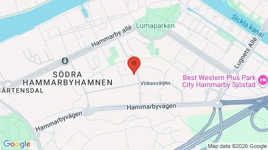 Kontorslokaler att hyra i Hammarbyhamnen - kort over placeringen