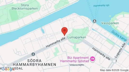 Kontorslokaler att hyra i Hammarbyhamnen - kort over placeringen