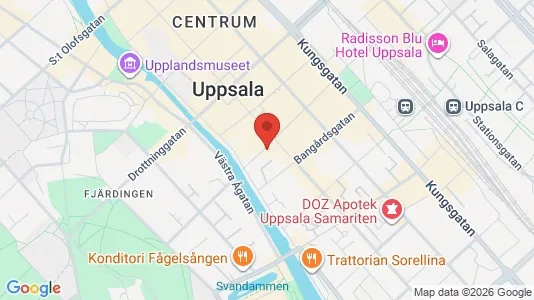 Kontorslokaler att hyra i Uppsala - kort over placeringen