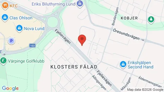 Kontorslokaler att hyra i Lund - kort over placeringen