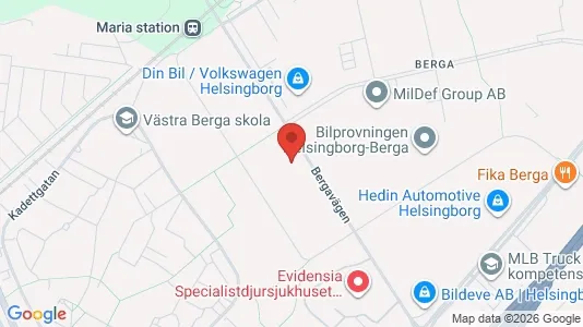 Kontorslokaler att hyra i Helsingborg - kort over placeringen