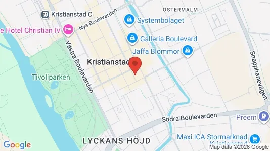 Kontorslokaler att hyra i Kristianstad - kort over placeringen