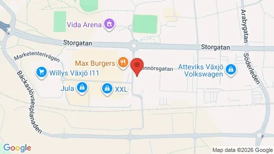Kontorslokaler att hyra i Växjö - kort over placeringen