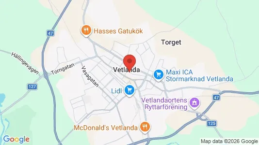 Kontorslokaler att hyra i Vetlanda - kort over placeringen
