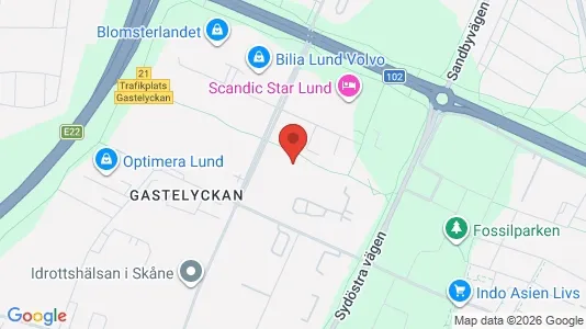 Kontorslokaler att hyra i Lund - kort over placeringen