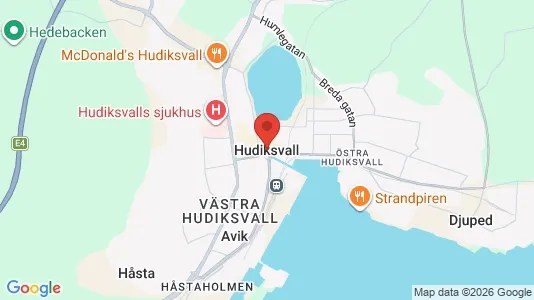 Kontorslokaler att hyra i Hudiksvall - kort over placeringen