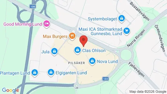 Kontorslokaler att hyra i Lund - kort over placeringen
