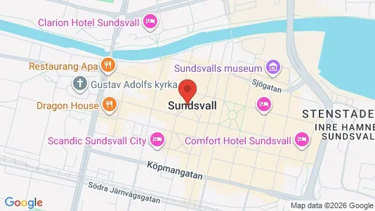 Kontorslokaler att hyra i Sundsvall - kort over placeringen