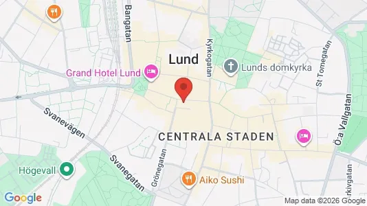 Kontorslokaler att hyra i Lund - kort over placeringen