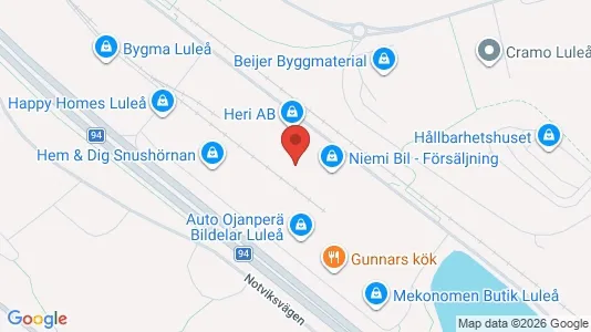 Kontorslokaler att hyra i Luleå - kort over placeringen